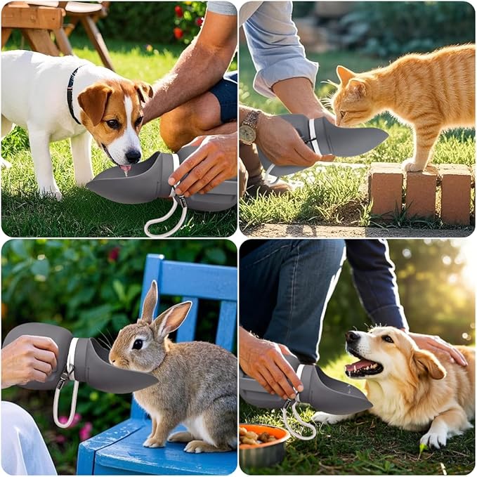 Dog Water Bottle 27 OZ Large Capacity Dog Travel Water Bottle with Drinking Trough Pet Drinking Feeder for Outdoor Walking/Hiking/Travel, Grey
