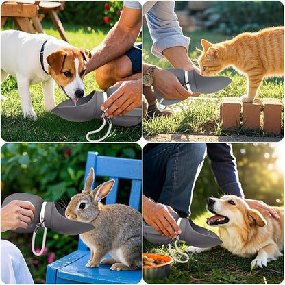 Dog Water Bottle 27 OZ Large Capacity Dog Travel Water Bottle with Drinking Trough Pet Drinking Feeder for Outdoor Walking/Hiking/Travel, Grey
