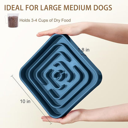 Slow Feeder Dog Bowls for Large Medium Dogs, Anti-Choking Slow Eating Maze Dog Food Bowl, Anti-Slip Slow Feeding Pet Puzzle Bowl,Dark Blue