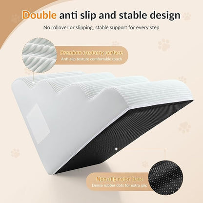 Dog Stairs for Bed Up to 24" H, Extra Height 22.8" 4-Step Pet Steps for Small Dogs and Cats, Non-Slip Sturdy Dog Ramp with Anti-Tip Safety Strap and Washable Cover,Balanced Ramp Indoor Pet Stairs