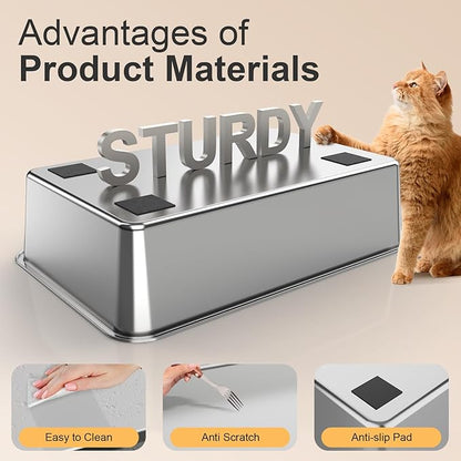Stainless Steel Litter Box with Lid, XL Extra Large Litter Box, Enclosed Top Entry Metal Litterbox for Big Cat, Easy Cleaning, Anti-Leakage & High Sided with Mat, Aisle & Scoop, Pink
