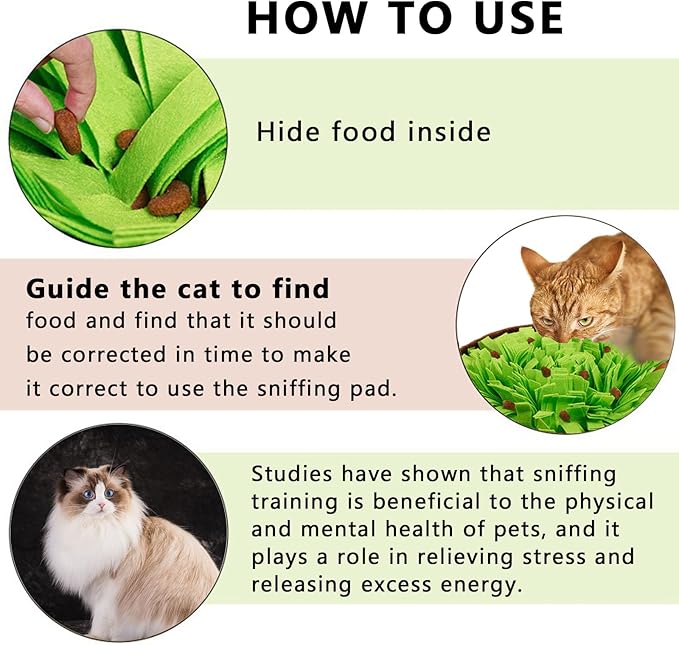 TMLDOT Snuffle Mat for Cats - Cat Slow Feeding Mat, Lick Mat for Cats, Puzzle Toys Interactive Game for Boredom, Cat Treat Dispenser Indoor Outdoor Stress Relief