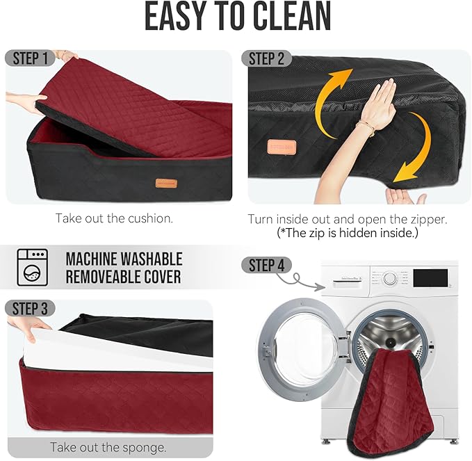 HEGGCOOE Large Dog Car Seat Under 100 lbs, Washable Dog Car Bed for 2 Medium Dogs, Detachable Pet Booster Seat with Storage Pocket and Seat Belt for Back Seat