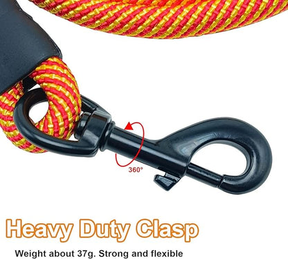 MayPaw Heavy Duty Rope Dog Leash, 6/8/10FT Nylon Pet Leash, Soft Padded Handle Thick Lead Leashes for Large Medium Dogs Walking Jogging (1/2" * 10', Orange)
