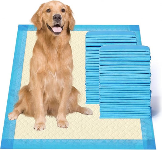 Gardner Pet Ultra Absorbent Thicker Dog Pee Pads Extra Large XL 28"x34" Leak-Proof Odor-Control Blue Puppy Training Pads Full Edge-Wrapping Pad for Dogs, Puppies, Doggie, Cats, Rabbits - 18 Ct