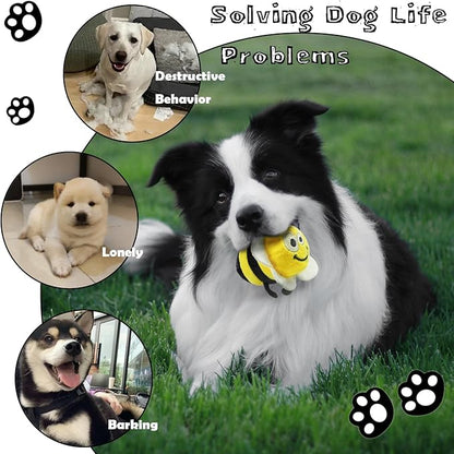 Hide and Seek Dog Toys, Interactive Squeaky Plush Puzzle Puppy Chew Toy to Keep Them Busy for Small Medium Large Dogs(Beehive Hideaway with 4 Pack Bees)