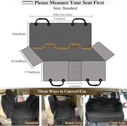 VIVAGLORY Dog Seat Cover for Back Seat, Mesh Visual Window with Extra Strap & Buckles for Safety, Heavy Duty Car Seat Covers with Side Flaps, Universal fit for Most Cars, Black S