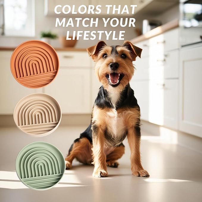Modern Rainbow Pet Slow Feeder Bowl, Silicone Slow Feeder for Dogs & Puppies, Slow Eating, Modern Lick Mat Design, Reduces Gulping, Dishwasher Fit, for All Breed, Durable Mealtime Puzzle (Slate)
