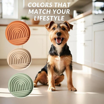 Modern Rainbow Pet Slow Feeder Bowl, Silicone Slow Feeder for Dogs & Puppies, Slow Eating, Modern Lick Mat Design, Reduces Gulping, Dishwasher Fit, for All Breed, Durable Mealtime Puzzle (Slate)