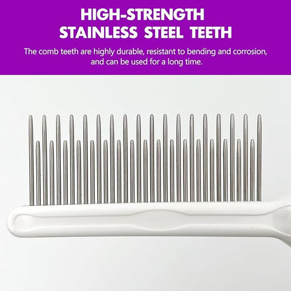 Professional Detangling Pet Comb, Dual-Length Stainless Steel Teeth for Dogs Cats for Dematting and Grooming