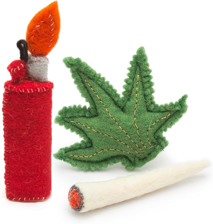 Glaciart One Catnip Joint, Leaf and Lighter Cat Toy Set | Cat Crack for Funny Kittens, Stimulating Toys for Boredom, Exercise & Play | Filled w/Organic Catnip to Excite/Calm Kitty | Organic Idea