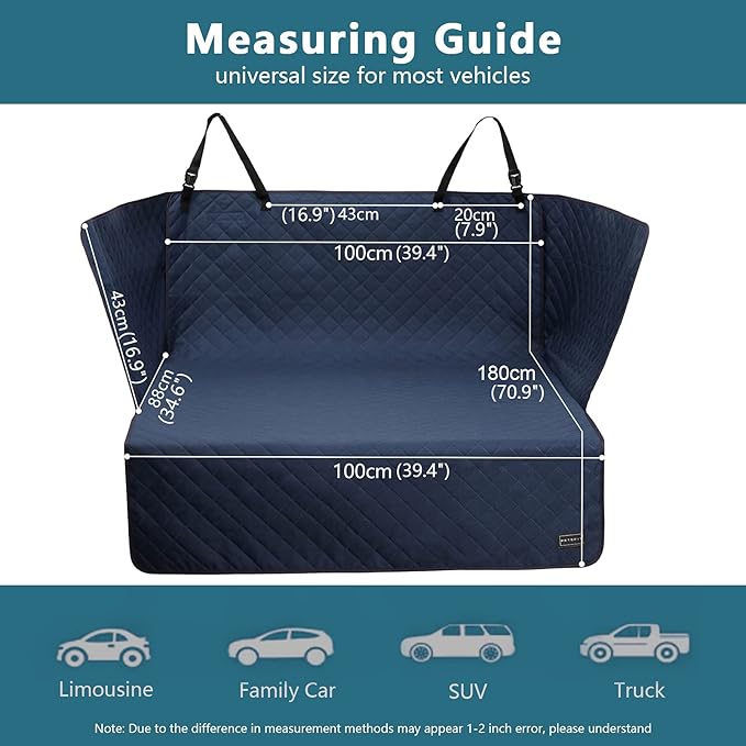 Petsfit SUV Cargo Liner for Dogs, Water-Resistant Scratchproof Dog Cover for Car with Side Flap, Durable Washable Dog Trunk Cover for SUV Against Dirt and Pet Hair, Large Size Universal Fit, Navy