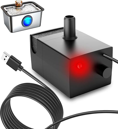 2026 Upgrade Pump with Light for FurryPlanet 3Gal Ultra-Purification Large Dog Water Fountain Stainless Steel,Two Metre Extension Cord,Low Water Indicator