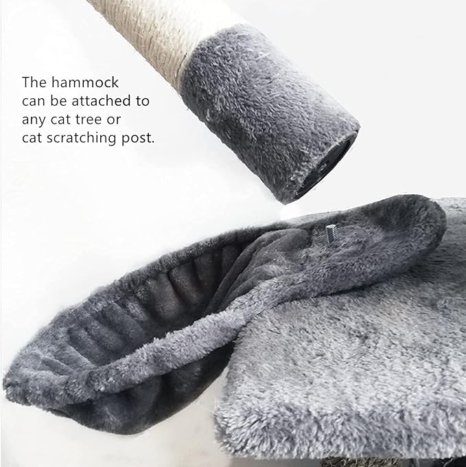 SHENGOCASE 13" Grey Basket Lounger Hammock Bed for Cat Tree Tower Replacement, 5-Pack Hanging Toys with Elastic Strings, Cat Tree Accessories Hammock Attachment (Grey)
