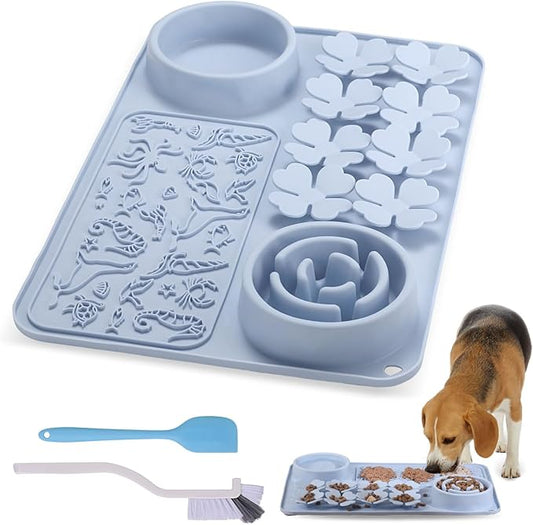 Silicone Lick Mat for Dogs & Cats – Slow Feeder Dog Bowl, Non-Slip Licking Mat for Large & Small Breeds, Puzzle Feeder & Snuffle Mat for Fast Eaters, Interactive Pet Food Mat