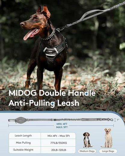 MIDOG Dog Leash with Zipper Pouch,Multifunctional Bungee Leash for Medium to Large Sized Dog Walking