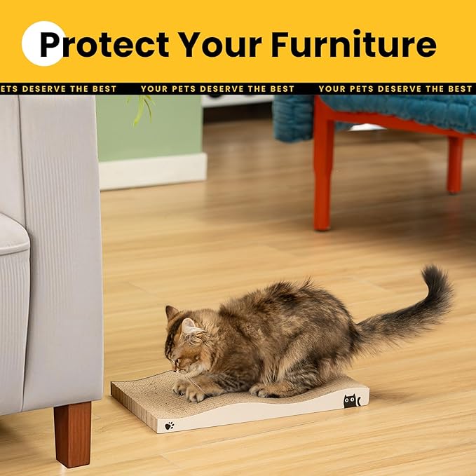 Cat Scratcher, Durable Scratch Pad, Corrugated Cardboard Scratching Board for Indoor Cats, Heavy Duty, Double-Sided Usability, Recyclable, with Catnip, 2 Pack