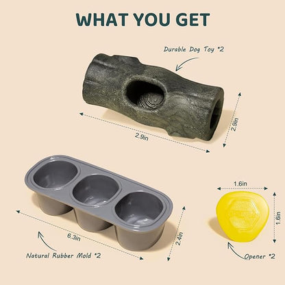 2 Pack Interactive Dog Toys for Aggressive Chewers, Long-Lasting Frozen Dogs Treat Holder to Keep Them Busy, Indestructible Dog Enrichment Toys - Reduce Anxiety, Safe for Large/Medium Breed