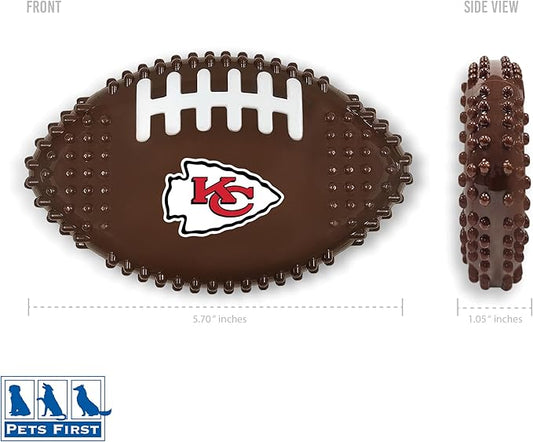 NFL Kansas City Chiefs Mega-chew Hard Nylon Bacon-flavored Dog Bone Football Chew Toy. Interactive Tasty Fun Dog Chew Toy. Indestructible Strong Durable Chew Toy Tough Pet Toys for Aggressive Chewers