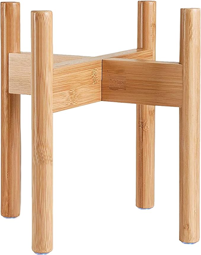 Dog Bowl Stand for Large Breed - Raise, Elevate Bowls to 14-inch High - Adjustable, Fits Any Single Pet Food/Water Feeders and Fountains - Durable Bamboo