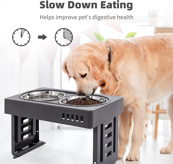 Jaoul Slow Feeder Dog Bowls Insert, Puzzle Slow Feeder Insert with 51 Octopus Suction Cups for Medium Large Size Dog Food Bowl Over 6.5" Wide (Black)