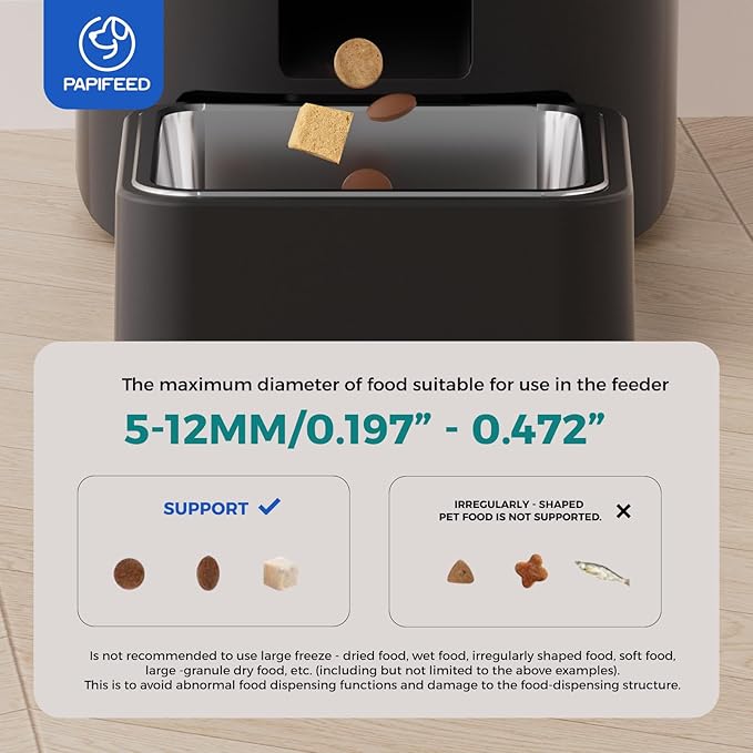 PAPIFEED Automatic Cat Feeder,Camera 1080P HD - 6L Pet Feeder, 2.4/5G WiFi Smart App Control, Bluetooth Assist Link,Wide-Angle Lens,Automatic Feeder for Small and Medium-Sized Pets (5G 1080P)