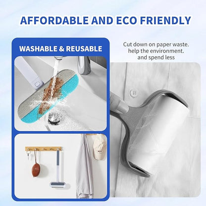 Cat Hair Remover 4-in-1 Multi-Functional Brush Double-Sided, Reusable & Washable Lint Cleaner for Dog and Cat Hair Gentle on Furniture, Sofa, Carpets, Clothing, Pet Beds - 17" Long Handle (2026 New)