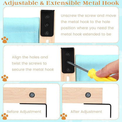 Suzile 2 Pack Cat Window Sill Perch Holds Up to 33 lbs Sturdy Cat Window Hammock with Wood and Metal Frame Adjustable Space Saving Kitten Bed Seat for Windowsill (Gray Blue)