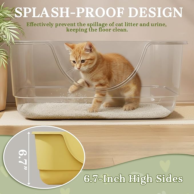 2 Pack Low Entry Small Litter Box for Kittens, Kitty Plastic Litter Boxes, Open Top, Anti-Splash High Sided Litter Tray Pan for Medium Pets, Puppy, Easy to Clean, 15.7"L*11.8"W*6.7"H (Green)