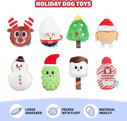 Barkbox Dog Advent Calendar – Holiday Gift Box with 8 Festive Plush Dog Toys & 16 Bakery-Style Treats – Squeaky, Fluffy & Crunchy Surprises for Small to Large Dogs