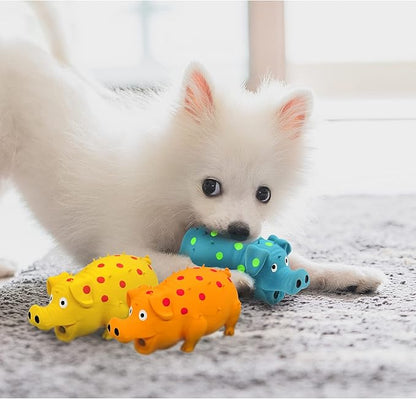 Andiker Dog Squeaky Toy, Dots Latex Dogs Chew Toys with a Oinks Sound Squeaker Grunting Pig Dog Toy Sturdy Self Play 8" Dogs Squeeze Toy for Dental Biting Chasing to Kill Boring Time (Orange)