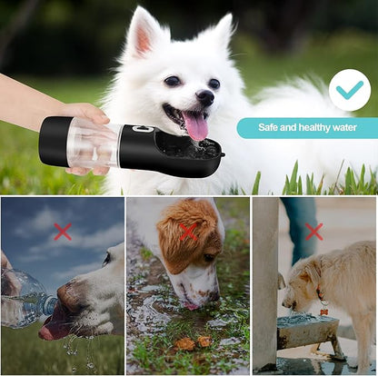 Outdoor Dog Water Bottle Portable - Leak Proof Bottles Dispenser for Dogs On The Go with Food Container Multifunctional Travel Outdoor（Black）
