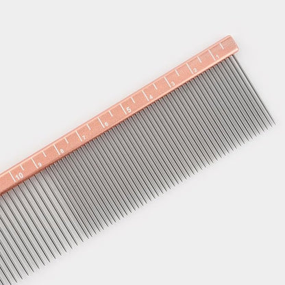 Furzone 2-in-1 Metal Comb for Dogs, Mikra Greyhound Comb (Fine & Medium), 101 Stainless Steel Pins Dog Comb, Aluminum 22cm Handle, Lightweight, Gentle Combing, Face/Head Fur Tangle Free
