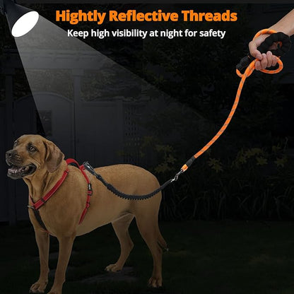 Long Dog Leash 20 FT: Heavy Duty Rope Leashes for Dogs Training with Swivel Lockable Hook Reflective Threads Bungee and Padded Handle - Dog Lead for Large Small Medium Dogs Outside Walking Hiking