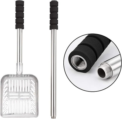 Yangbaga Metal Cat Litter Scoop with Deep Shovel&Long Handle,Detachable Stainless Steel Non-Stick Sifter with Foam Padded Grip, No Bending Back Heavy Duty Cat Litter Scooper
