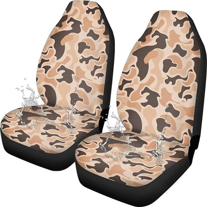 Car Seat Covers 2 Pcs Stretch Polyester Fabric Cover Waterproof Duck Hunter Camouflage Front Seat Cover Anti Slip Universal Size Fit for Most Cars SUVs Trucks Vans