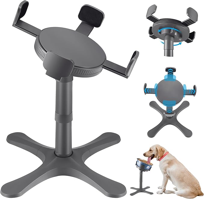 Dog Bowls,Elevated Adjustable Dog Bowl Stand with 3 Heights & Tilted Feeding Design, Raised Stand Compatible with Medium & Large Breeds(1 Pack) Grey