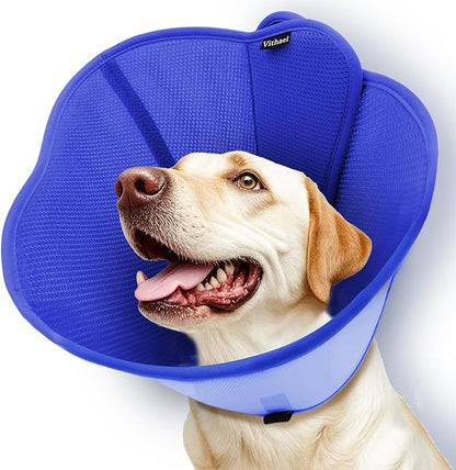 Upgraded Dog Cone Collar for Large Medium Dogs, Soft Dog Cone with Double-Layer Design, Adjustable Pet Recovery Collar for Dogs After Surgery, Elizabethan Collar (XL, Blue)