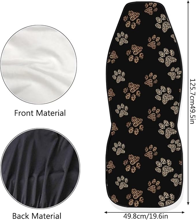 Dreaweet Leopard Print Dog Paw Car Seat Covers Front Seats Cute Car Accessories for Women 2 Piece Washable Universal Bucket Seat Covers for Cars SUV Sedan Trucks