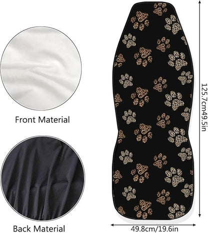 Dreaweet Leopard Print Dog Paw Car Seat Covers Front Seats Cute Car Accessories for Women 2 Piece Washable Universal Bucket Seat Covers for Cars SUV Sedan Trucks