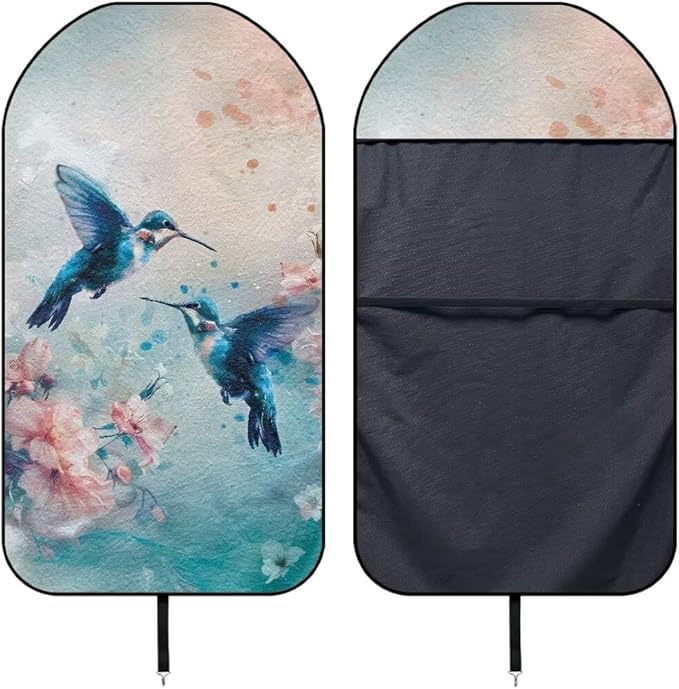Coldinair Hummingbird Floral Towel Car Seat Cover for Men,Sweat Car Seat Protector After Workout,Gym,Swimming,Anti-Slip Universal Car Seat Covers for Truck,Van,SUV