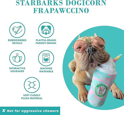 Haute Diggity Dog Starbarks Dogicorn Frapawccino, Plush Designer Dog Toys with Interactive Squeaker, Stimulating Pet Enrichment, Machine-Washable & Safe Materials for All Breeds, One Size