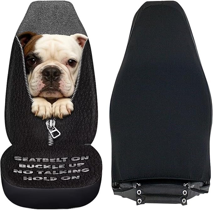 Funny Pug Print Car Seat Covers for Front Seats Dog Funny Car Accessories for Women Men Washable and Breathable Car Seat Cover Set of 2 for Trucks SUV Sedans