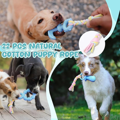 Shappy 40 Pcs Dog Chew Toys for Puppy Dog Toy Bulk Small Dogs Chew Toy for Teething, Relieves Teething Anxiety, Soft & Durable Interactive Toys for Outdoor Play Accessories, Not for Heavy Chewer(Blue)