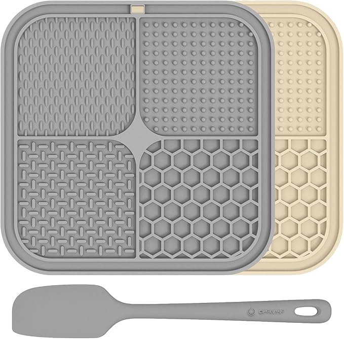 2 Pack Lick Mat for Dogs,Cats,Upgraded 8.5×8.5 inches Licking Mats with Suction Cups,Slow Feeder Licking Pad for Anxiety Relief and Boredom Reducer,Suitable for Dog Training Set 2
