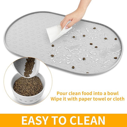 KPWACD Dog Food Mat Anti-Slip Bowl Mats for Food and Water, High-Lips Waterproof Pet Placemat Prevent Messy Spills to Floor, Silicone Puppy Feeding Trays for Large Medium Small Dogs Cats