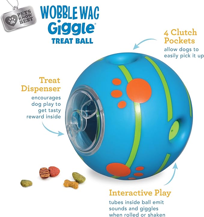 Wobble Wag Giggle Ball Interactive Dog Treat Dispensing Toy, Giggle Sounds Keeps Dogs Busy and Entertained, Pets Know Best