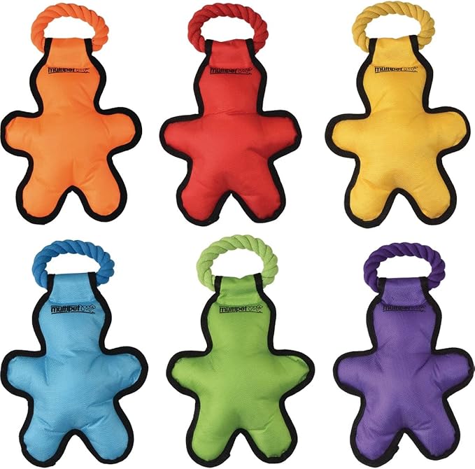 Multipet Tug 'O Man with Rope Tough Dog Toy 14" (Assorted Color, 1 Pack)