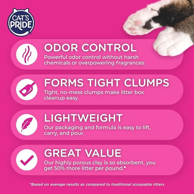 Cat's Pride Lightweight Clumping Litter: Flushable Easy Scoop - Powerful Odor Control - Scented, 10 Pounds