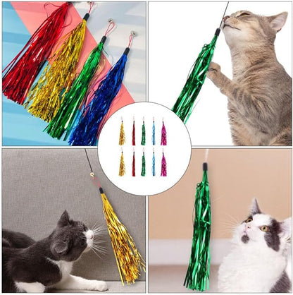 balacoo 30 Pcs Cat Teasing Replacement: Cat Interactive Tassel Teasing Stick Replacement Teaser Refills for Indoor s